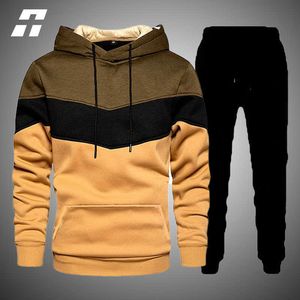 Herrspårar Herrens spårdräkt Spring Autumn Casual Piece Set Men Patchwork Sportswearpant Fashion Sports Suit Man Brand Clothing G220928