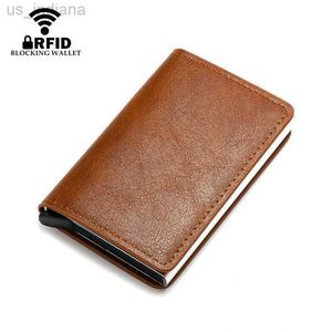 Wallets 2022 New Customized Smart Men Wallet Business Card Holder Hasp Rfid Wallet Aluminum Metal Case Box Mini Wallet Purse L220929