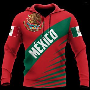 Herrtr￶jor R￶d mexikansk tatuering 3D ￶ver hela tryckt hoodie f￶r m￤n och kvinnor avslappnad gotisk streetwear pullover rolig h01