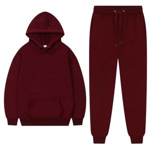 Herrspår 2022Spring och Autumn Brand Men Solid Color Casual Set 2 Piece/Set Fitness Casual Sport Pants Hoodie Top With Pants Mens Set G220927