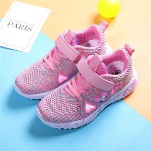 Sneakers Children Girls Spring Flats Shoes Tennis For Little Kids Summer Breattable Mesh Sport och Running Pink Purple 220928