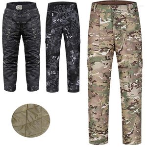 Pantaloni da caccia invernali in pile spesso caldo elasticizzato causale da uomo militare SoftShell pantaloni lunghi tattici cargo termici impermeabili