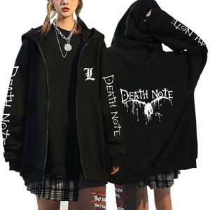 여자 후드 땀 촬영 셔츠 일본 애니메이션 데스 노트 후드 남자 kawaii 만화 Misa Amane L Ryukgraphic Streetwear Harajuku Unisex Zip Up Sweatshirts 220928