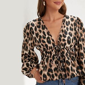 Kadın Bluzları 2022 Yaz Kimono İnce Puf Sleep Chiffon Hırka Seksi Leopar Tunik Gömlek Kadın Palto Kadın Güneş Koruma Bandage Top