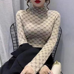 Women Sweater For Pullovers Turtleneck Knitted GGity Letter Sweater Girls Tops Long Sleeve Short Slim Tees