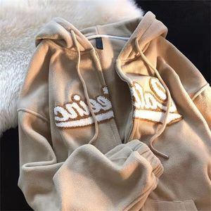 Kadın Hoodies Sweatshirts Fleece Hoodies Gençler İçin Kadınlar Vintage Bahar Günlük Nakış Kıyafetleri Pembe Üstler Retro Kış Hoodie Unisex 220928