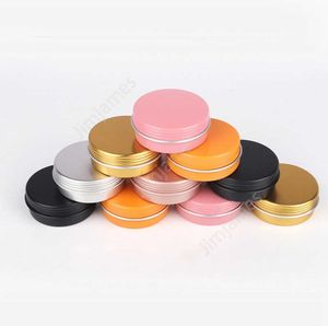 Latas de garrafa de alum￭nio de metal recipientes de protetor labial 20g de jarros vazios parafuso latas de latas de tampa de prata Branca de armazenamento rosa preto 1500pcs DAJ490