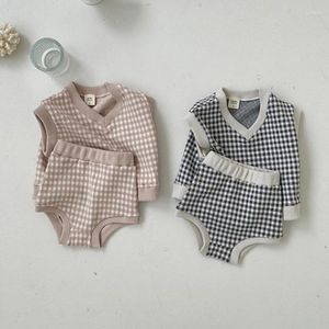 衣類セット2022秋のベビー服セットかわいい格子縞のベストPPパンツ2PC