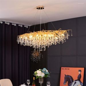 Pendant Lamps LED Crystal Chandeliers Luxury Branches Nordic Lighting Art Deco Villa Lustre Lamp For Living Room El Hall Restaurant