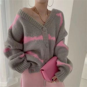 Women Swetery dla kobiet estetyczne urocze dzianiny szydełkowe topy grube kardigany kobieta y2k haruku jesienna zima vintage koreańskie