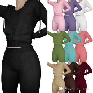 2022 herbst Winter Frauen Aktive Trainingsanzüge Drei Stück Set Neue doppelseitige Kaschmir Weste Hoodie Sweatpant Yoga Outfits