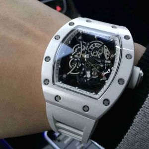 Multifunktion Superclone Luxury Mens Mechanical Watch Richa Milles RM055 Helautomatisk rörelse Sapphire Mirror Rubber Watchband 8HB0
