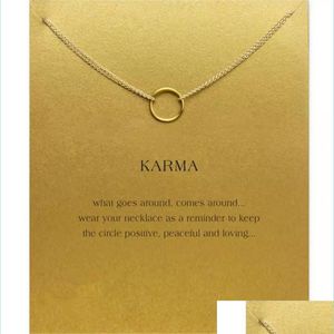 Pendant Necklaces Lucky Choker Necklaces With Card Gold Sier Circle Pendant Necklace For Fashion Women Jewelry Karma Drop Delivery 20 Dh2Ql