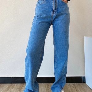 Pantaloni jeans da donna Gamba dritta Donna Vita alta Slim Allentati Autunno Inverno Casual Split Lavato Pantaloni moda mamma 220928
