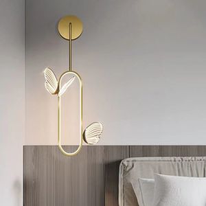 LED-Schmetterlings-Wandlampen, nordische Innenbeleuchtung, modernes Licht, Nachttisch, Schlafzimmer, Heimdekoration, Wandleuchte