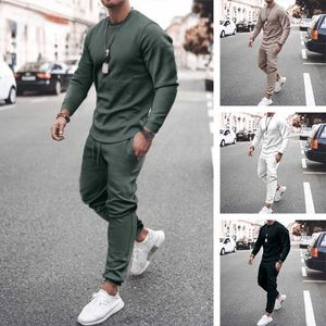 SUSuit da uomo Spet Sports Abito T-shirt Canimeri di allenamento per 2 pezzi set casual sciolte a maniche lunghe Solido Stampa di abbigliamento sportivo maschio G220927