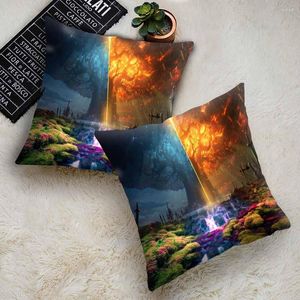 Pillow Fantasy Scenery Cover Science Fiction Cartoon Scene Room Decoration Covers Super Soft Velvet Sofa Throw