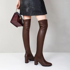 Stiefel Frauen Socke Kniehohe 2022 Sexy Over The Slim Stretch Stoff Winter Plattform Heels Lange Schuhe Große Größe 43