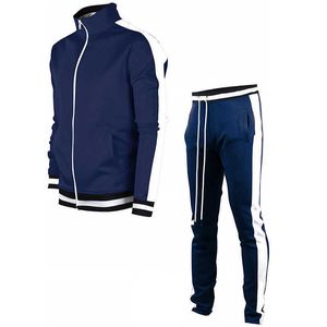 Herrspårsugnar Nya vinter Casual Solid Set Stripe Tracksuits Sportwear Sweatshirt Pants Jogging Clothes Sport Suit Tracksuit Men G220927