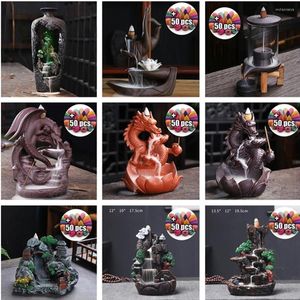 Fragrance Lamps Incense Burner Ceramic Backflow Creative Home Decor Dragon Holder Censer With Crystal Ball Free Incens