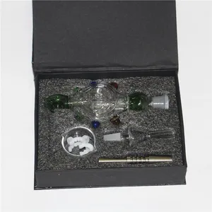 Hookahs 14mm Nectar Set concentrate smoke dab straw with box silicone mouthpiece glass oil burner pipes