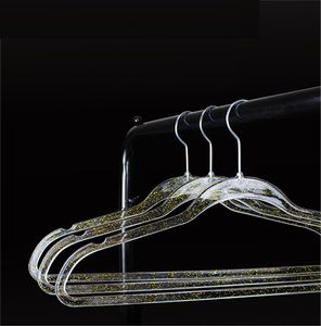 Home 40-44cm Non-slip Hangers Glitter Transparent Hanger Plastic Clothes Hangers Invisible Wardrobe Hanger Rack LT045