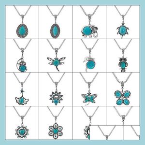 Pendant Necklaces Classic Turquoise Pendant Turquois Necklace For Women Fashion Accessories Nature Stone Wedding Jewelry 32 Styles Dr Dhrrn