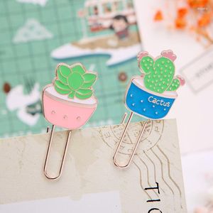 1pc Cactus Paper Clip Bookmark Creative Exquisite Mini Metal Art Pattern Book Mark Page Folder Office School Supplies Stationery