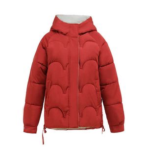 Kadınlar Down Parkas Kış 2021 Yeni Kırmızı Sarı Stil Pamuklu Ceket Kadınlar Kısa Kore Stil Yastıklı Ceket Kadın Ekmek Ceket T220928
