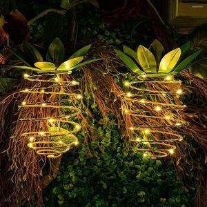 Strings 2PCS Solar Powered LED String Light Hanging Pineapple Night Lights Waterproof Outdoor Garden Christmas Holiday Warm White