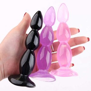 Sex Toys Vibrator Massager Butt Plug Beads Soft Anal Plug med Sucker Anus Toys Silicone G Spot Stimulerande Plugs Vuxen för par
