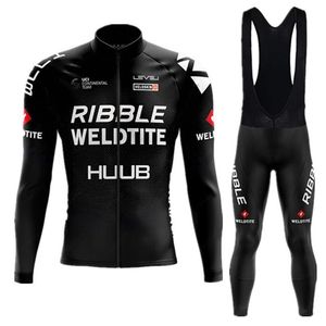 Rowerowe koszulki Zestawy jesienne czarny zestaw długi rękaw Huub Sports Oddychanie mężczyzn Rower Rower Suit Mtb Wear 220929