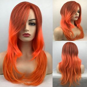 Long Straight Orange Grandient Synthetic Hair Wigs Halloween Party Cosplay Wigs