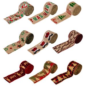 Weihnachtsbänder mit Draht, Büffelkariert, Baum, Rentier, für Weihnachten, DIY, Verpackung, Hochzeit, Blumenhandwerk, Kränze, Schleifen, XBJK2209