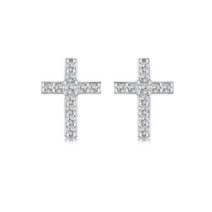 Personlig Cross S925 Silver Stud örhängen Kvinnor Små utsökt Micro Set Zirkonörhängen smycken Tillbehör
