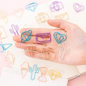 PCS mini Metal Hollow Paper Clip Set Color Cute Bookmark Stationery Gift Office Supplies