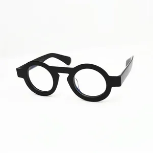 Optiska glasögon för unisex retro 84 stil anti-blått ljus linsplatta rund ram glasögon med box