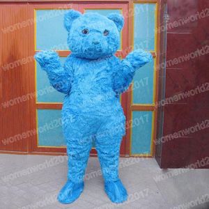 Halloween Plush Blue Bear Mascot Costume Simulation Cartoon Character Outfits Suit Adults Outfit Christmas Carnival Fancy Dress for Men Women