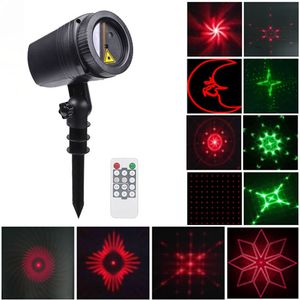 Christmas RG Laser Projector Effect Light Red and Green 12 Patterns D Moving Garden Lights Outdoor Decor Lanscape Lighting