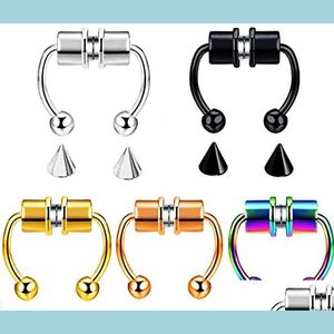 Näsringar Studs Magnetic Fake Piercing Nose Ring Eloy Hoop Septum Rings for Men Women smycken Gåvor Drop Leverans 2021 Body Bdesyba Oti9s