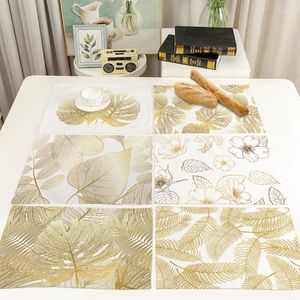Table Mats Gold Leaf Placemat Coffee Tablecloths Cotton Linen Placemats Single-sided Printing Waterproof M