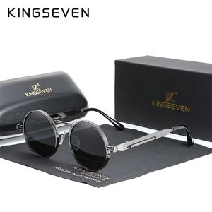 KINGSEVEN Hochwertige Gothic Steampunk Sonnenbrille Polarisierte Männer Frauen Markendesigner Vintage Runde Metallrahmen Sonnenbrille 220124