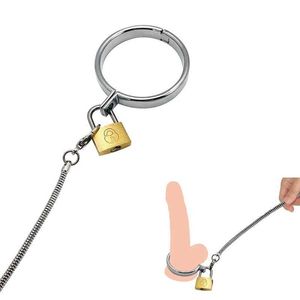 Beauty Items Femdom Chain Penis Traction Ring sexy Toy For Couple Flirt Tools Cock Bondage Metal Adults Games Delay Bdsm