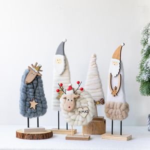 Dekoracje świąteczne Wool Feel Elk Santa Claus Desktop Ozdoby Śliczne i ciepłe dekoracje okienne