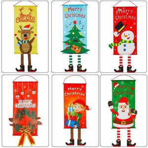 Christmas Decorations Banners Door Hanging Snowman Elf Festival Party Decoration Shop Home Window Accessories