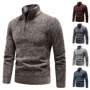 Mens Slim Turtleneck Sweater Winter Fashion New Men Casual Warm Thick Knit Sweater Classic Solid Fleece Pullovers Tops Clothing