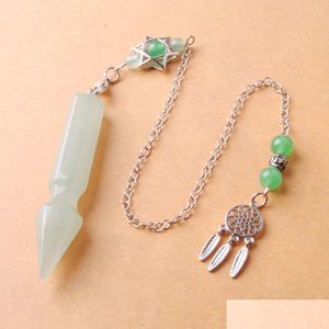 Pendant Necklaces Natural Stone Divination Merkaba Pendum Pendant For Dowsing Reiki Healing Point Catcher Dream Pendo Chain 260Mm Bo9 Dhidy