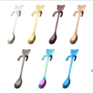 Creative Cartoon Spoon Stainless Steel Gold-plated Panda Coffee-Spoon Cute Hanging Stirring-Spoon Short Handle Dessert Spoons GCB15873