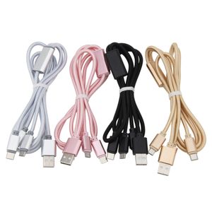 1.2m 3 i 1 USB -kablar Multiport Fast Charging Micro Type C Charger Wire Cord f￶r mobiltelefon