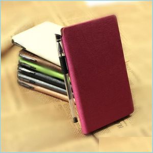 Anteckningar Simple Notepad Business Office Lmitation Leather Notebooks With a Pen Student Diary Book MTI Color Crkk Drop Delivery DHTZ1